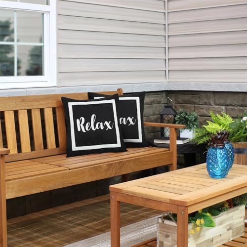 Adabana Outdoor Waterproof Throw Pillow Covers Set of 2 Black and White 18x18 Inches