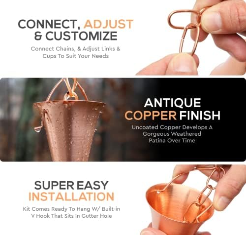 Copper Rain Chain Bell Style 65 Long for Universal Fit