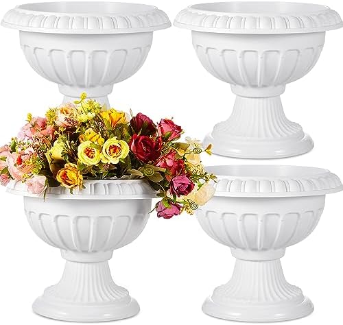 Zhehao 4 Pcs Classic Urn Planters White Vases