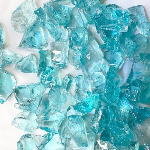 2lb Blue Glass Rocks 10-20mm Broken Sea Glass for Decorative Crafts and Fire Pit