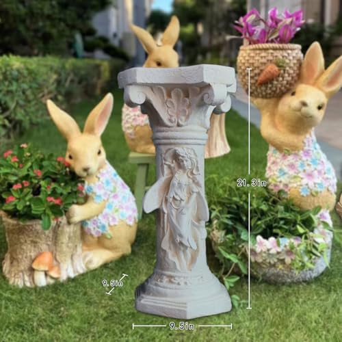 Vintage Weathered Winged Angel Roman Column Statue with Magnesium Pedestal Base