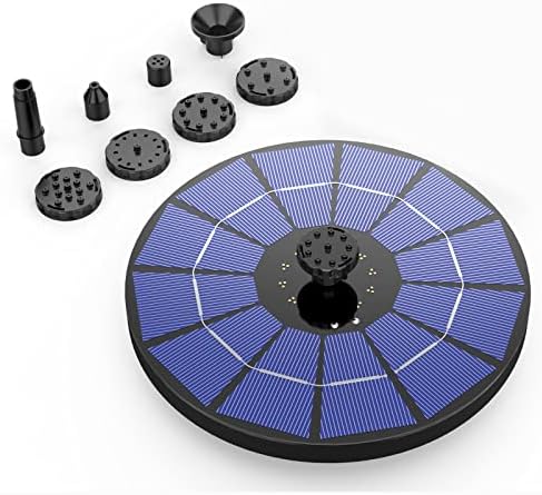AISITIN Solar Fountain Pump with 1500mAh Battery and 6 Nozzles