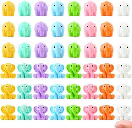 48 Pieces Small Elephant Figurine 8 Colors Miniature Garden Decor