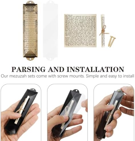 3pcs Metal Mezuzah Case with Scroll for Jewish Home Decor