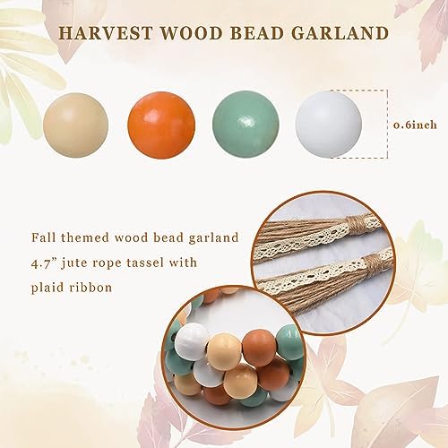 Fall Wood Bead Garland with Tassel Decor