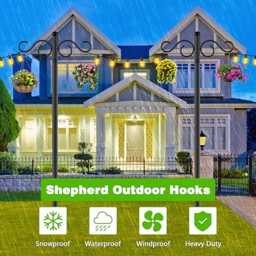 RCUICA Double Shepherds Hooks 90 Inch 2 Pack Outdoor Garden Decor