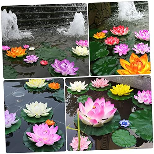 Yardwe Artificial Floating Lotus Flowers for Pond Decor