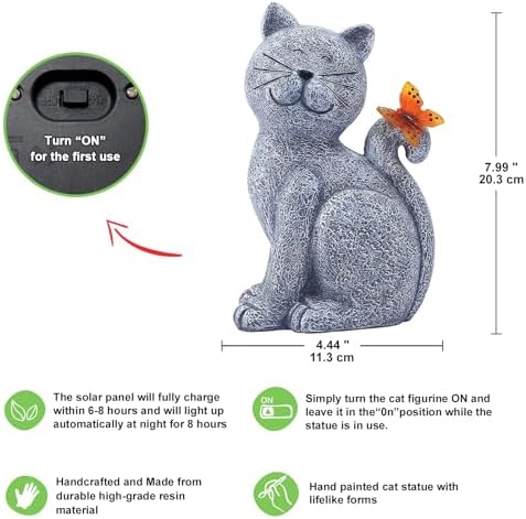 Nacome Solar Cat Garden Statue Outdoor Decor