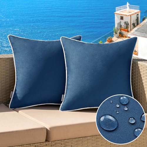 MIULEE Pack of 2 Waterproof Outdoor Pillow Covers