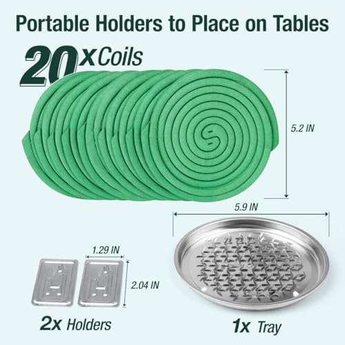 20 Pack Natural Mosquito Repellent Coils with Holder and Stands