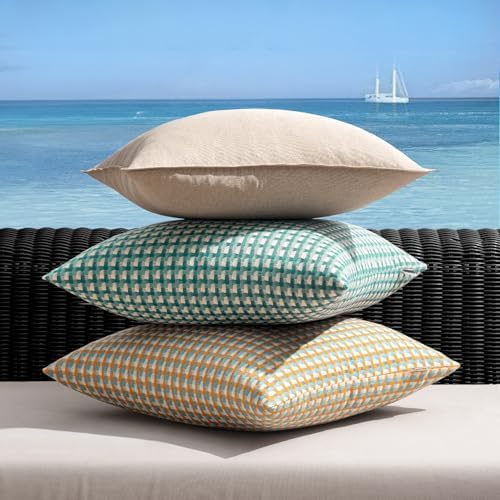 MIULEE 2 Piece Outdoor Throw Pillow Covers Square Waterproof Yellow