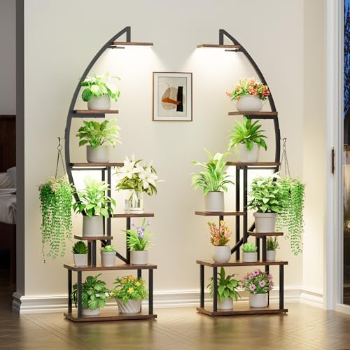 BACEKOLL Plant Stand with Grow Lights 2 Pack 7 Tiered