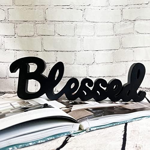 BLESSED Wooden Standing Sign with Distressed Finish