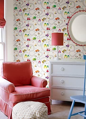 RoomMates RMK12629RL Multicolor CoComelon Road Map Peel and Stick Wallpaper 1