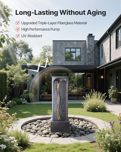 VEVOR Outdoor Water Fountain with LED Light and Pump