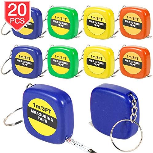 PROLOSO Retractable Tape Measure Keychains 1m 3ft Pack of 20