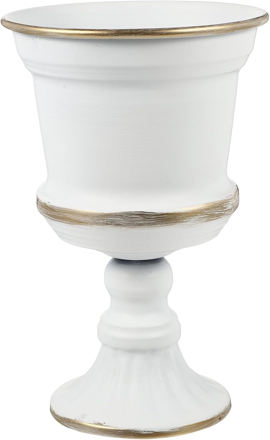 Yardwe White Iron Urn Planters for Outdoor Decor 12