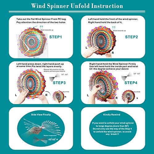 FONMY 12 Inch Stainless Steel Wind Spinner Mandala Decor