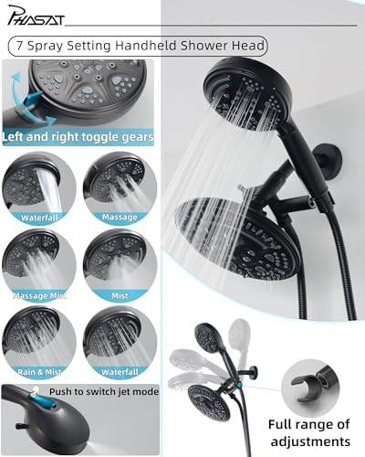 PHASAT 2 Handle Shower Faucet with Matte Black Finish