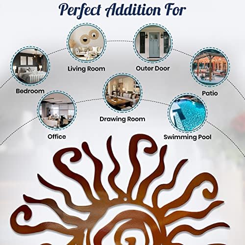 Wacky Sun Metal Wall Art Indoor Outdoor Decor - 12 Inch Copper Rust Proof Wall Sculpture Made in USA