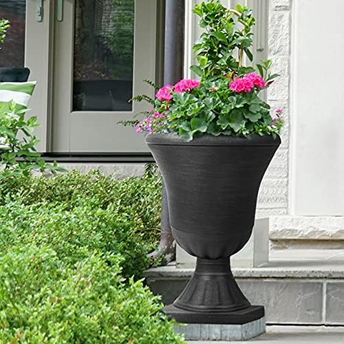 Worth Garden 2-Pack Black Resin Planters with Drainage