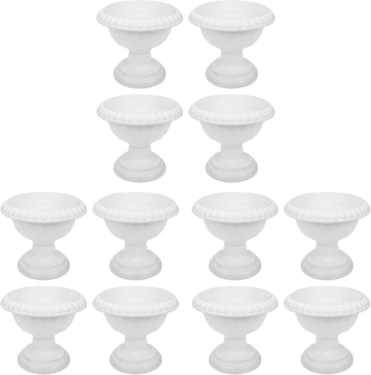 Yardwe 12Pcs White Plastic Urn Planters for Garden Porch Wedding Decor
