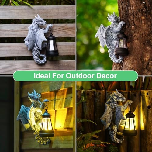 Goodeco Dragon Tree Hugger Solar Lantern Garden Statue