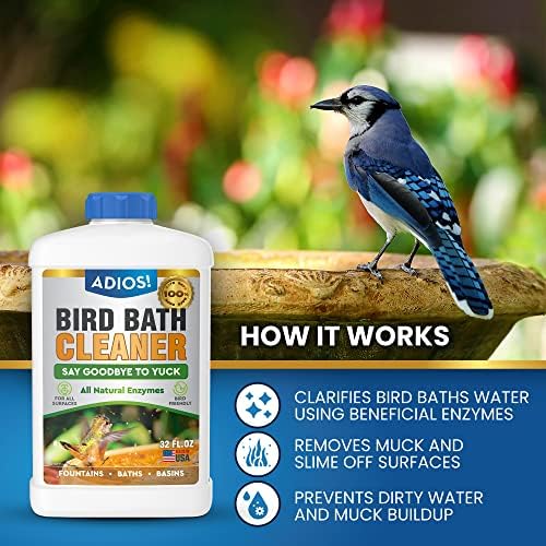 Bird Bath Cleaner for Outdoor Fountains and Bowls 16oz Safe for Birds and Plants
