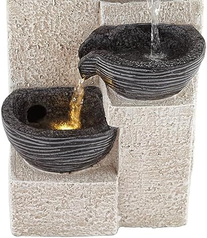 John Timberland Four Cup 11 Inch High Gray Faux Stone Water Fountain with LED Light