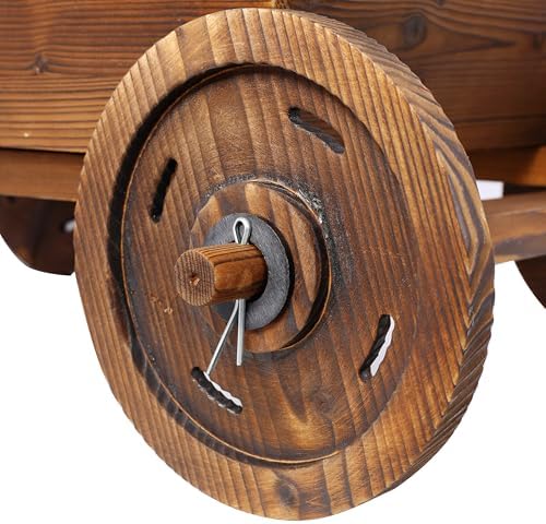 Wooden Garden Wagon with Wheels and Drain Hole