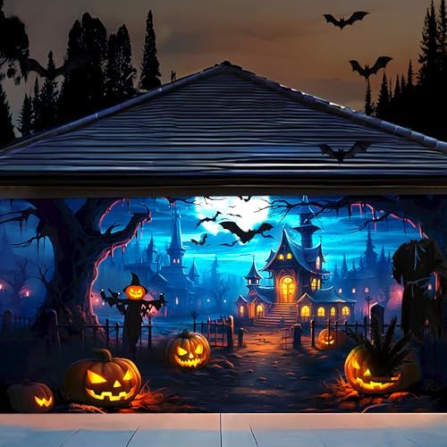 Spooky Halloween Garage Door Banner 7x16 Ft