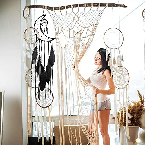 Jetec 3 Pcs Dream Catcher Moon Sun Star Design Handmade Wall Art