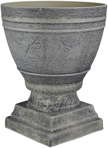 Classic Home and Garden Spartan Urn Planter - Durable 14 Inch Ivory Ash Outdoor Indoor Planter