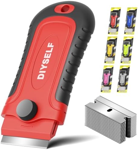 DIYSELF 1 Pack Razor Blade Scraper with 15 Blades