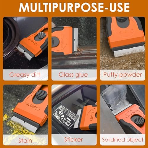 Razor Blade Scraper with 15 Extra Blades Multi-Surface Cleaning Tool for Glass Ceramic Cooktops Ovens and Stoves