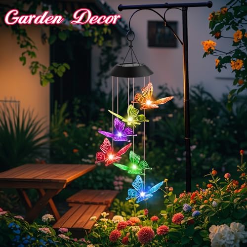 Solar Butterfly Wind Chimes for Garden Decor