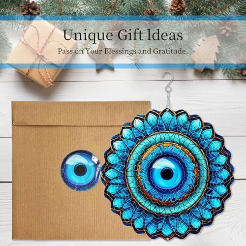 3D Wind Spinner Mandala 10 Inch Evil Eye Stainless Steel Hanging Ornament