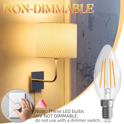 GvvooHome E12 LED Candelabra Bulb 12 Pack 40W Equivalent