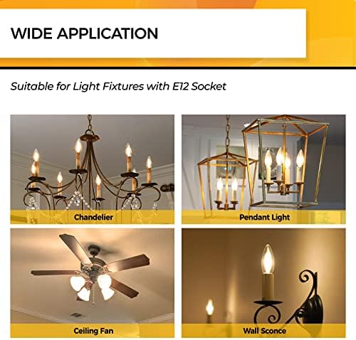 Hizashi 90CRI Candelabra LED Light Bulbs 12 Pack