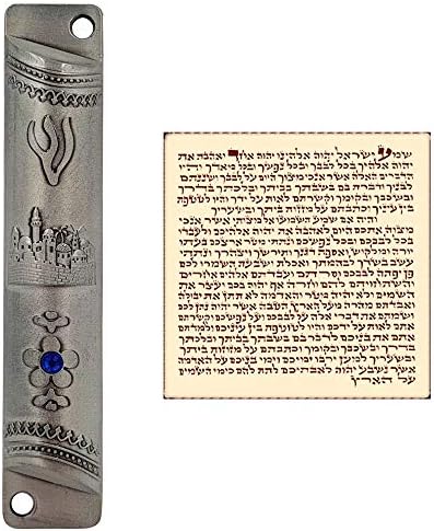 Set of 3 Pewter Mezuzah Cases with Scroll for Door