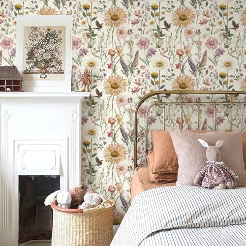 Livebor Floral Peel and Stick Wallpaper for Bathroom