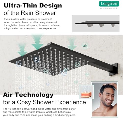 Longriver Matte Black Shower Faucet Set with Temperature Display 1