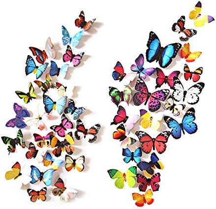 80pcs Butterfly Wall Decor Set - Waterproof Reusable Foldable Murals