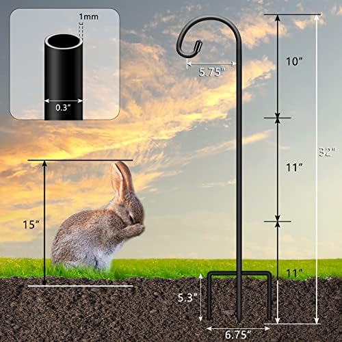 Gtongoko 32 Adjustable Matte Black Shepherd Hooks 4 Pack