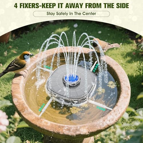 Solar Fountain with Colorful Lights and 4000mAh Battery