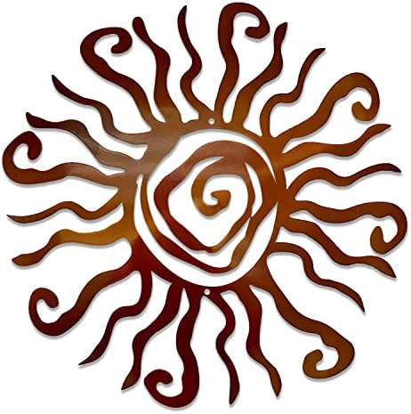 Wacky Sun Metal Wall Art Indoor Outdoor Decor - 12 Inch Copper Rust Proof Wall Sculpture Made in USA