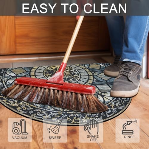 CHICHIC Large Entry Door Mat 24x36 Inch Blue Non-Slip Rubber Back