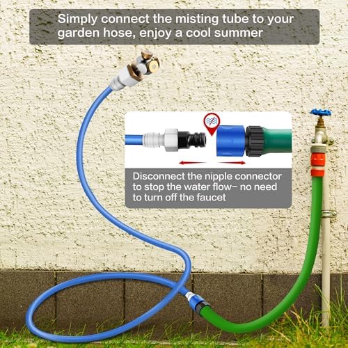 Homeyeco 3-Way Fine-Mist Hose Mister for Cooling Outdoor