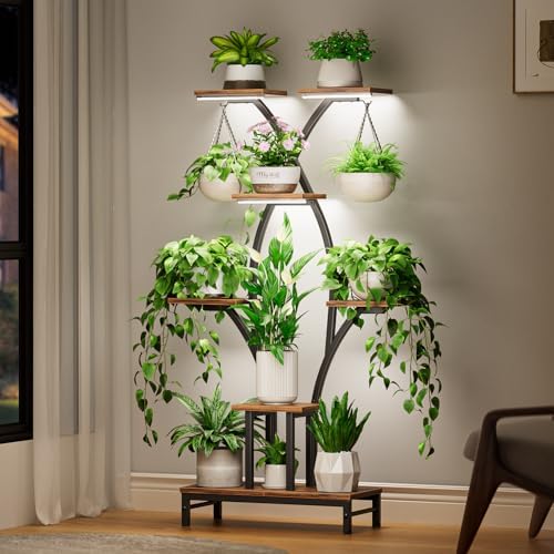 VOZZYOTO 7-Tier Plant Stand with Grow Lights