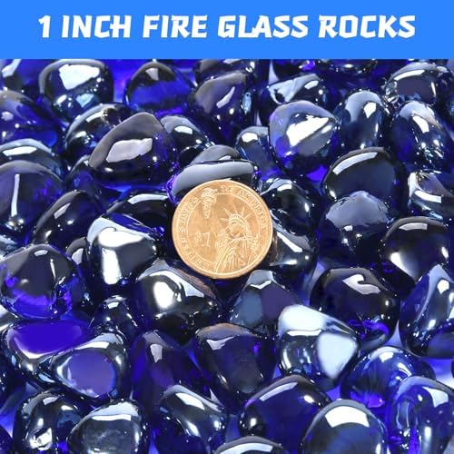Cobalt Blue Fire Glass 1 Inch 10LB for Fire Pit Decor